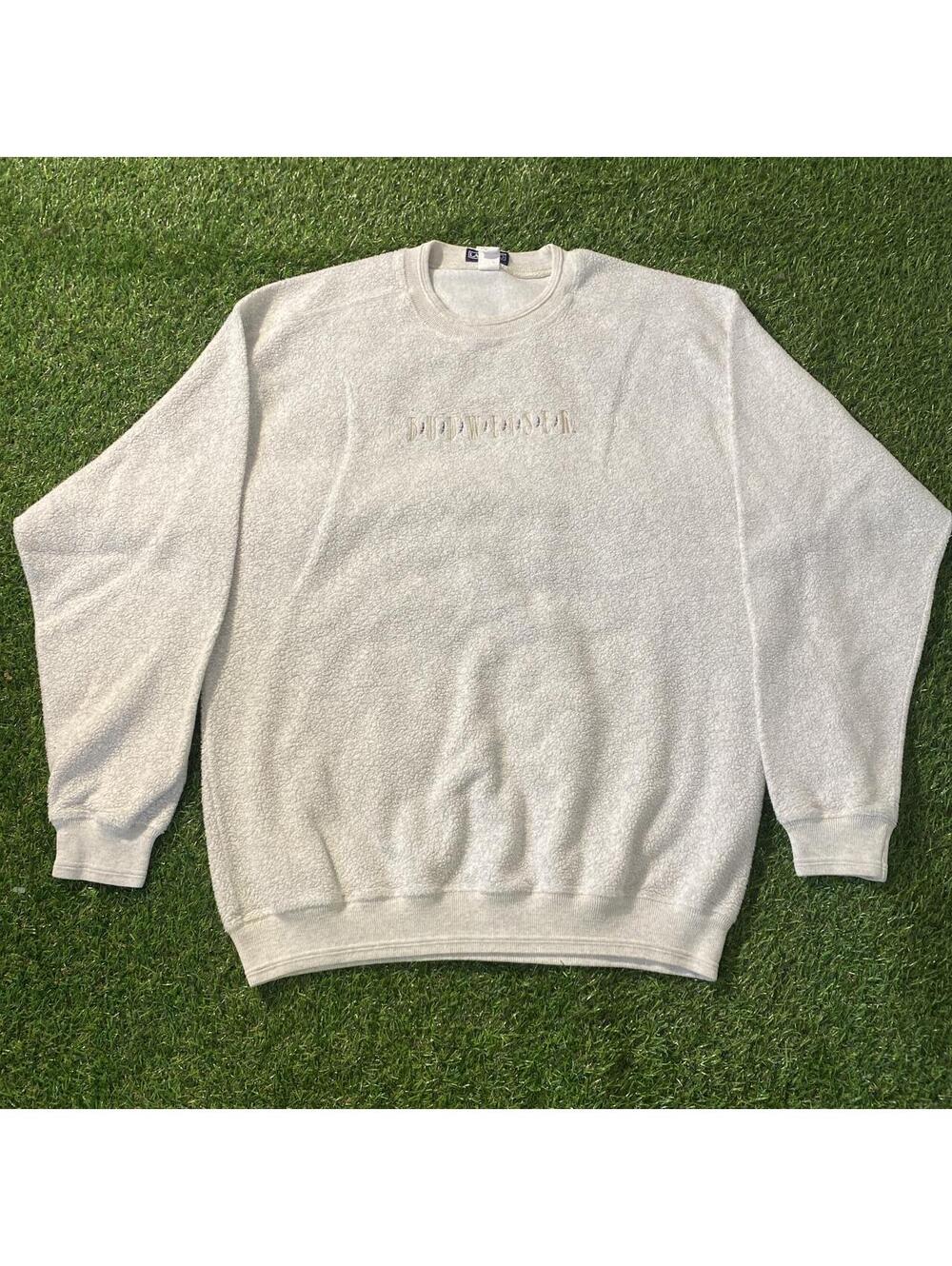 Vintage 90s Budweiser Faded Gray Embroidered Spellout Crewneck Sweatshirt